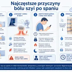 Ból szyi po spaniu: zła pozycja, przeciągi, "szyja smartfonowa" i zmiany zwyrodnieniowe to główne przyczyny.