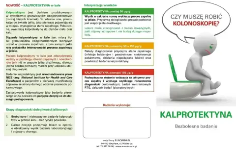 Badanie kalprotektyny w kale: bezbolesny wskaźnik stanu zapalnego jelit. Wyniki pomagają zdecydować o dalszej diagnostyce, np. kolonoskopii.
